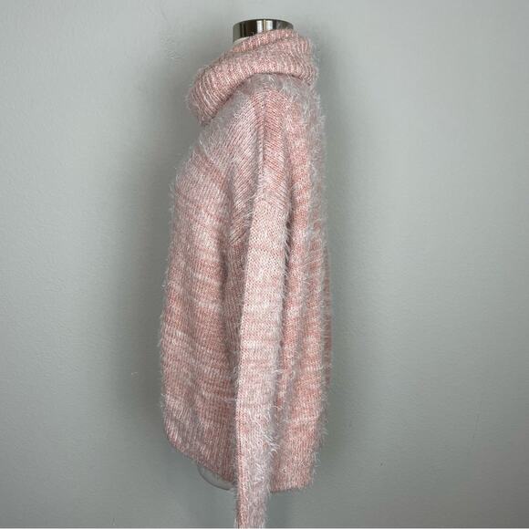 Show Me Your Mumu Pink Peach Fuzzy Eyelash Fatima Turtleneck Sweater Small - Picture 5 of 9